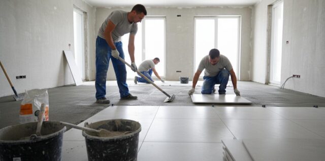 Pose de carrelage rapide sur une chape ciment fluide
