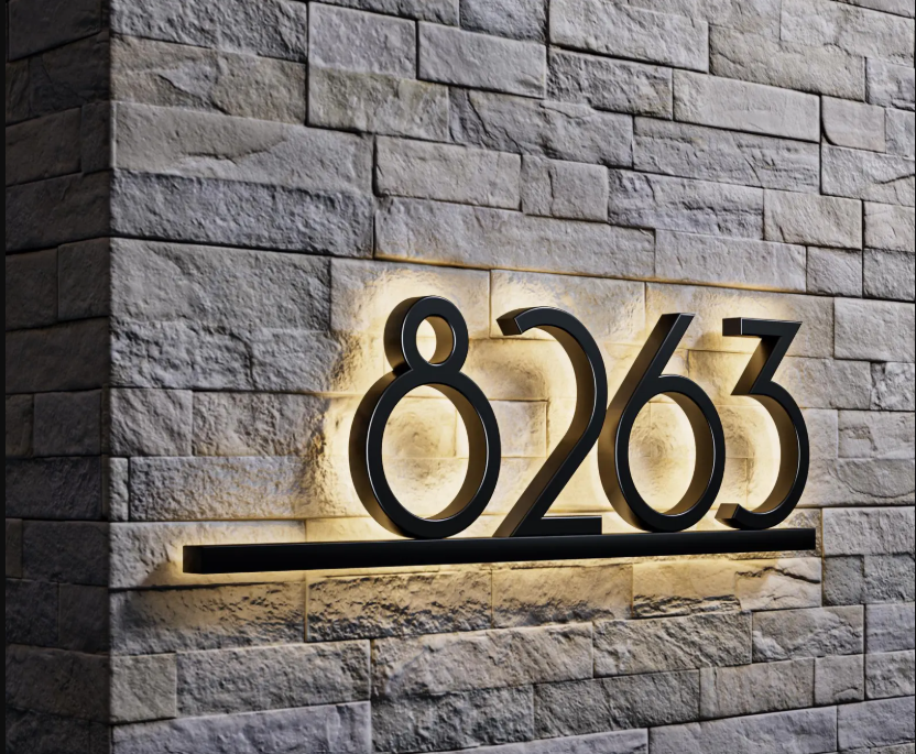 Applique murale avec numéro de maison rétro-éclairé
