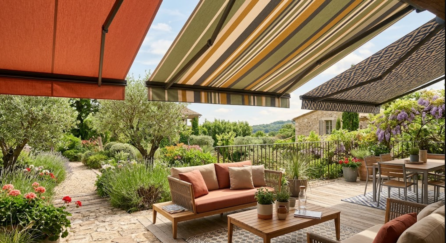Les tendances de motifs et de couleurs de toiles de store pour votre terrasse
